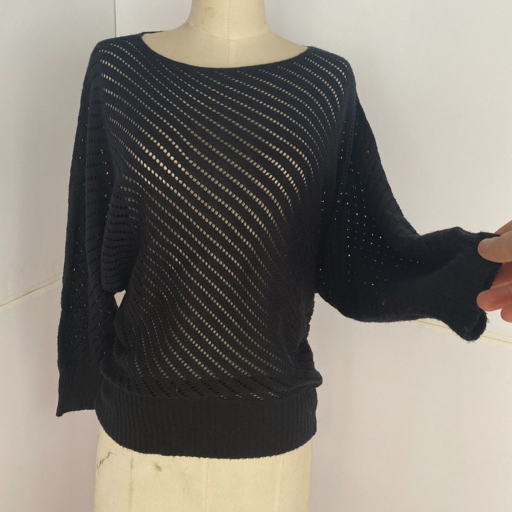Open Weave Black Sweater - Size M/L - Picture 2 of 5